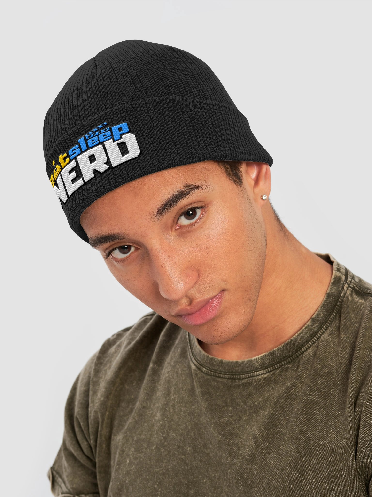 Eat Sleep Nerd Logo Ribbed Beanie product image (5)