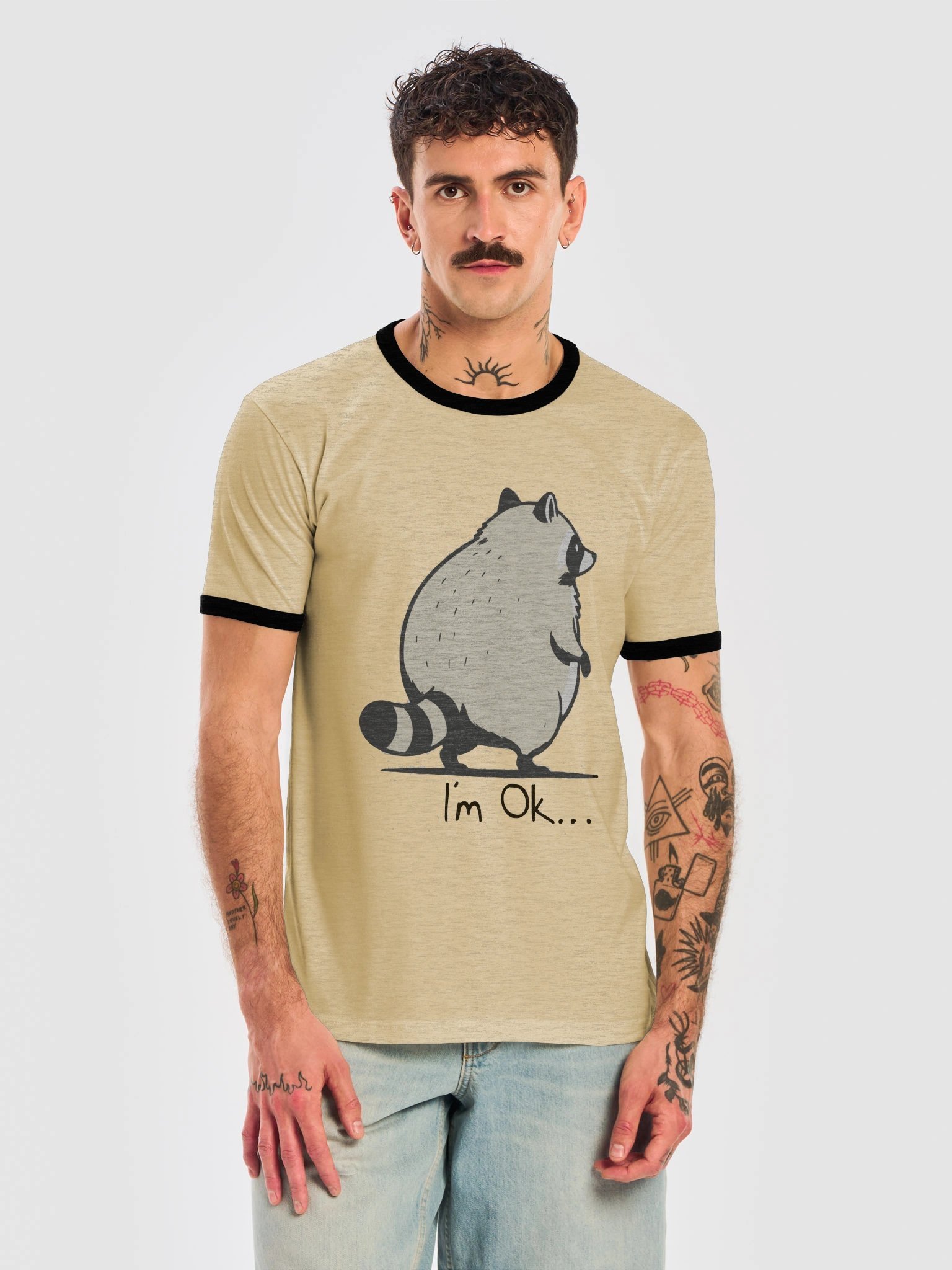 I’m Ok Raccoon Ringer Tee product image (5)