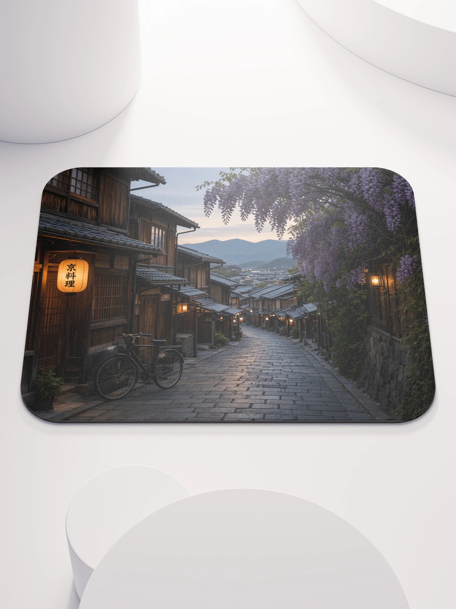 Traditional Japanese Street Wisteria Evening Classic Mouse Pad product image (1)