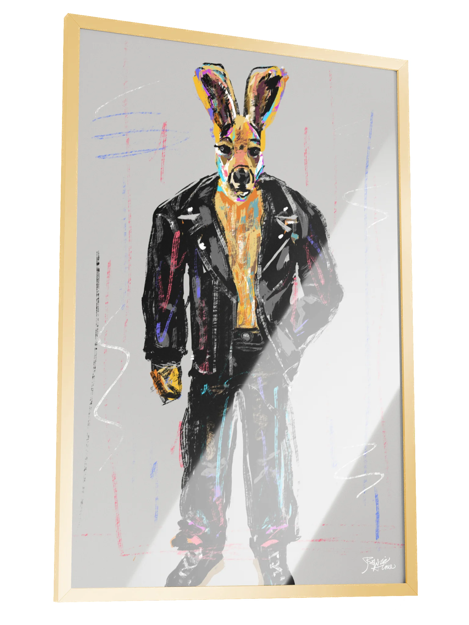 Framed Poster Wall Art: Biker Kangaroo product image (2)