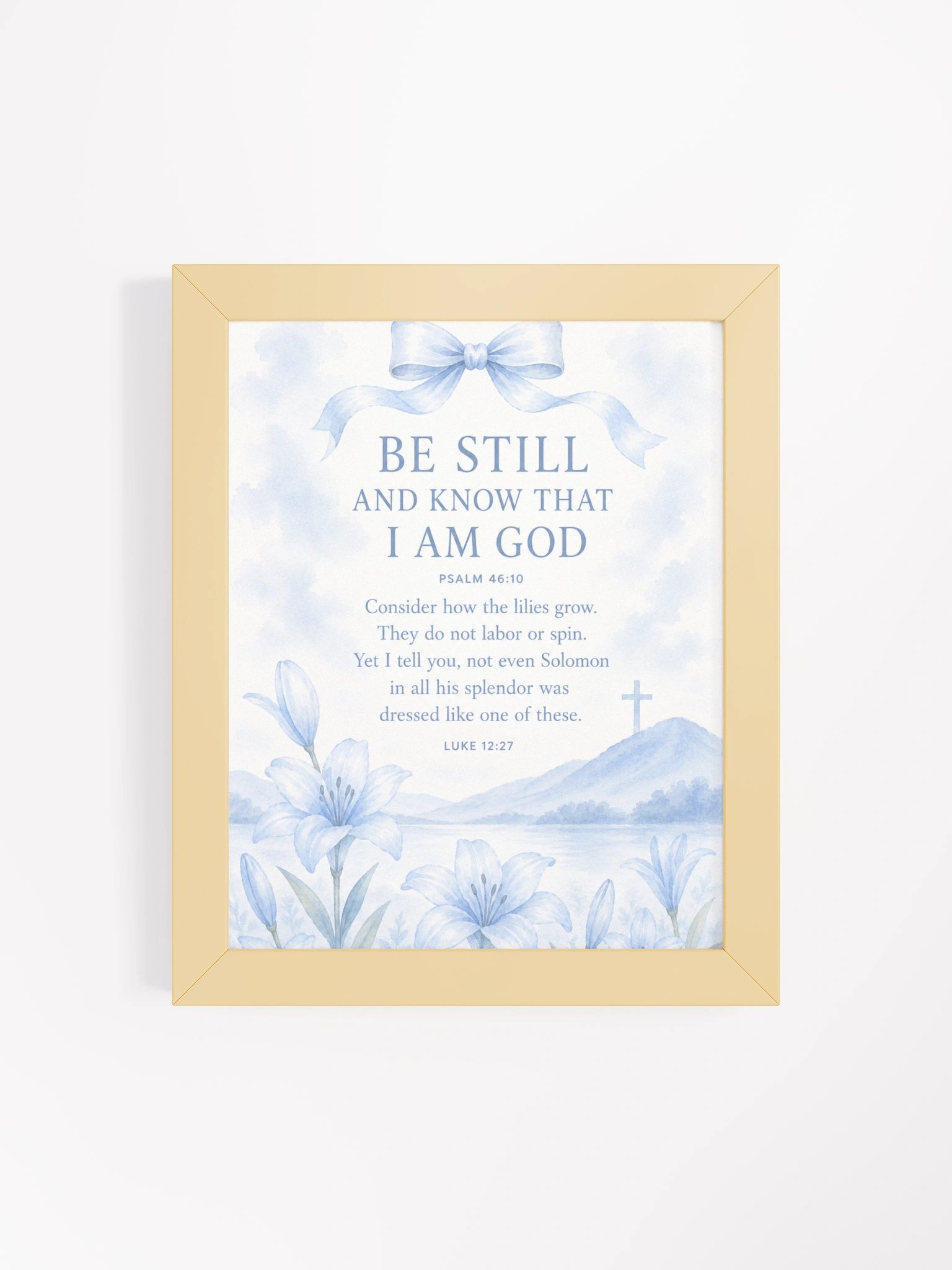 Be Still And Know That I Am God Psalm 46:10 Faith | Blue Coquette Framed Christian Wall Art product image (4)