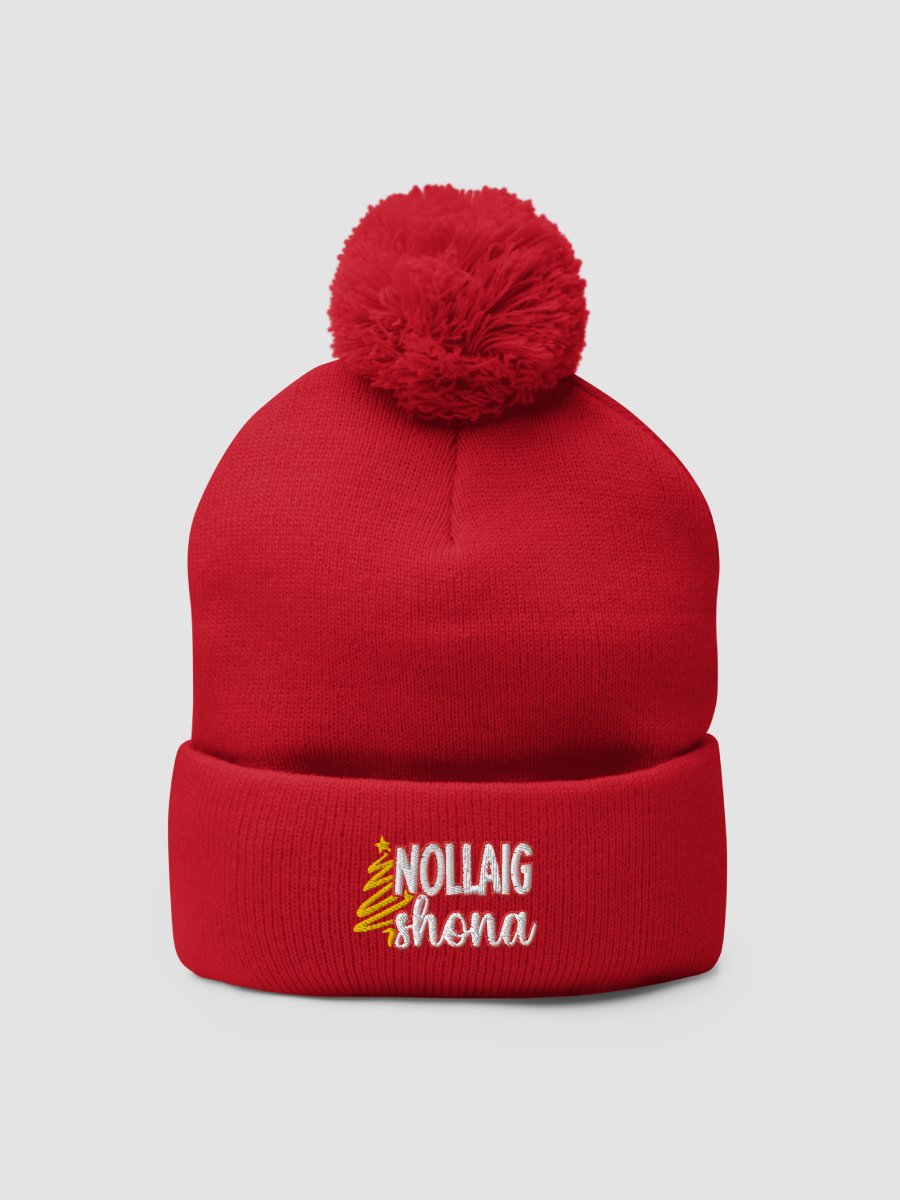 Irish Language Christmas Pom-Pom Beanie with Puffy Embroidery product image (2)
