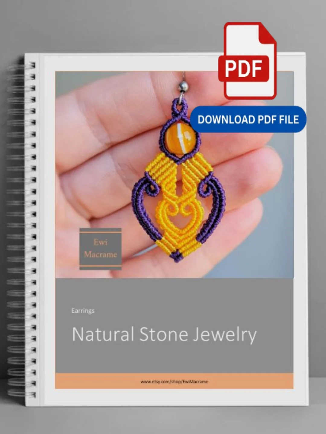 Boho Micro Macrame Natural Stone Earrings – Photo Tutorial product image (2)