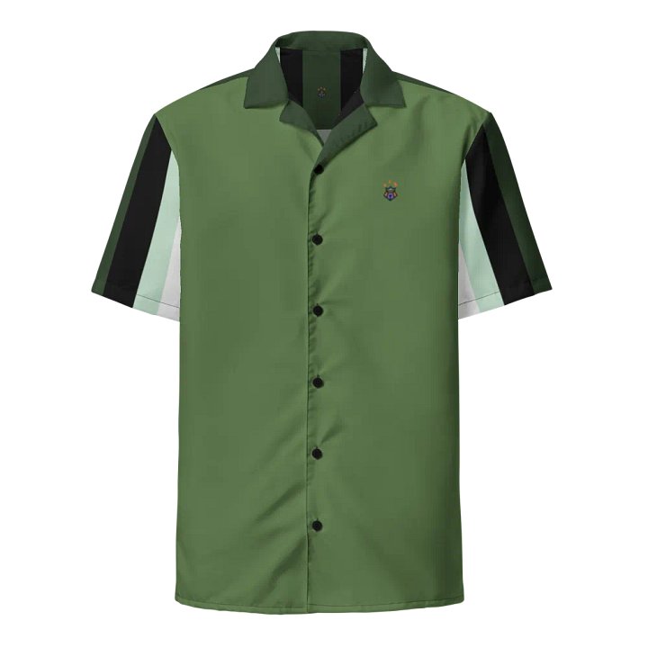 Green and Black Vertical Striped Abstract Blessed by God Button-up Shirt product image (1)