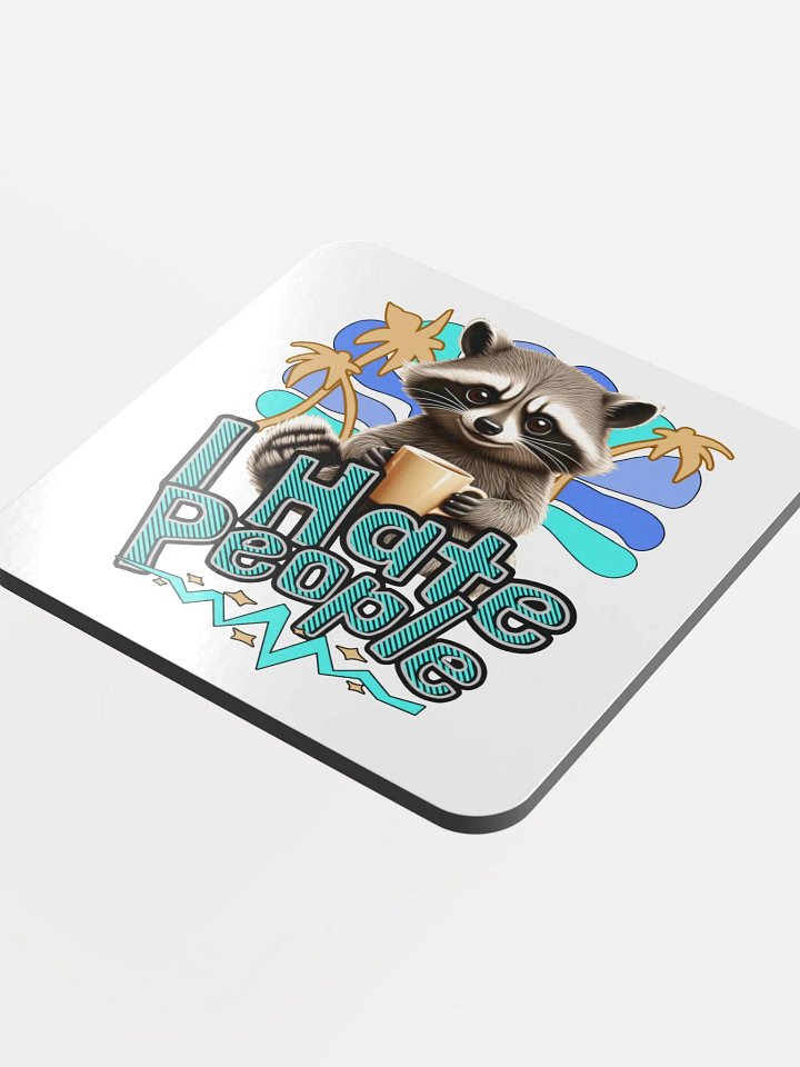 I Hate People Raccoon Sassy Glossed Cork Coaster product image (1)
