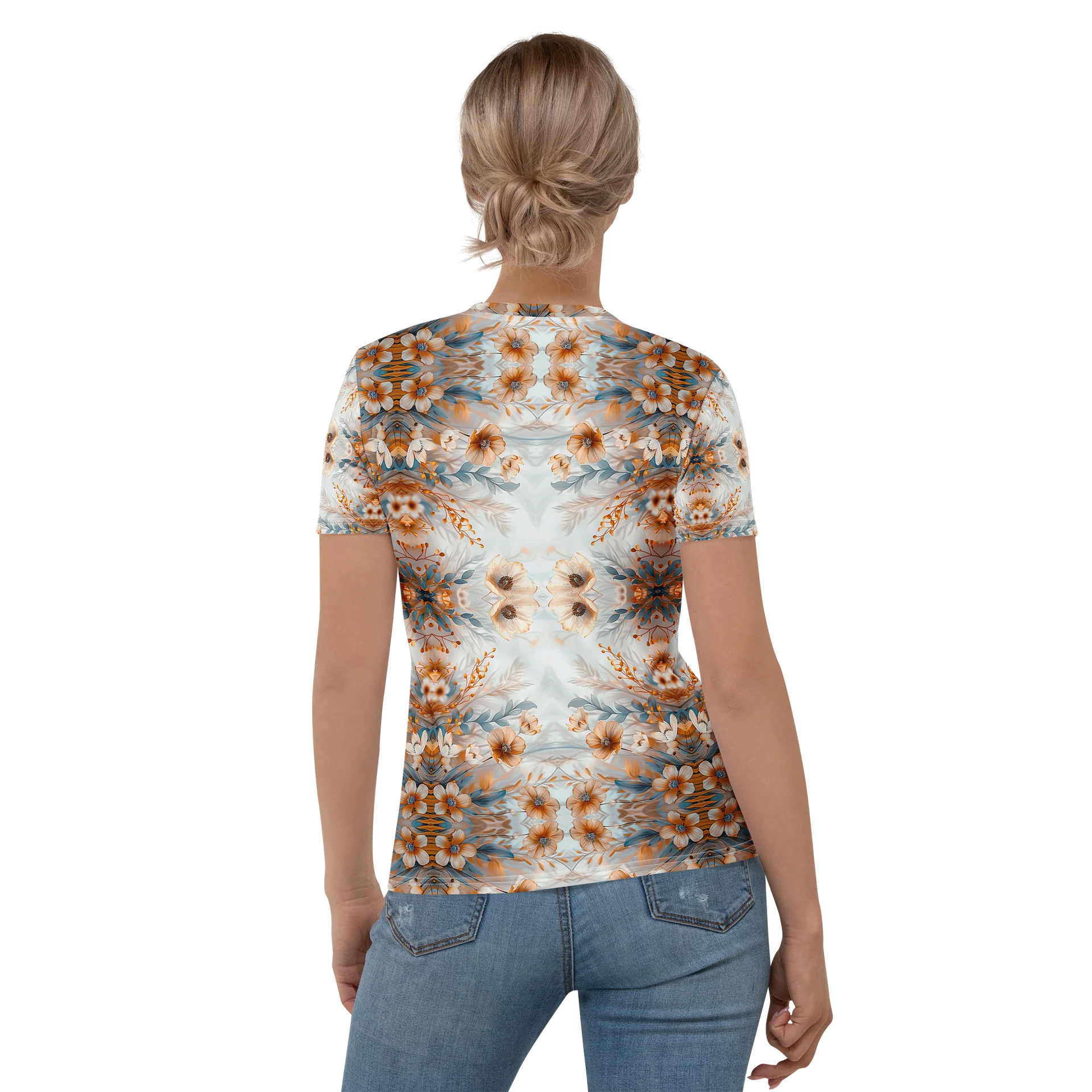 Apricot Bloom: Kaleidoskop Floral Damen-Shirt product image (2)