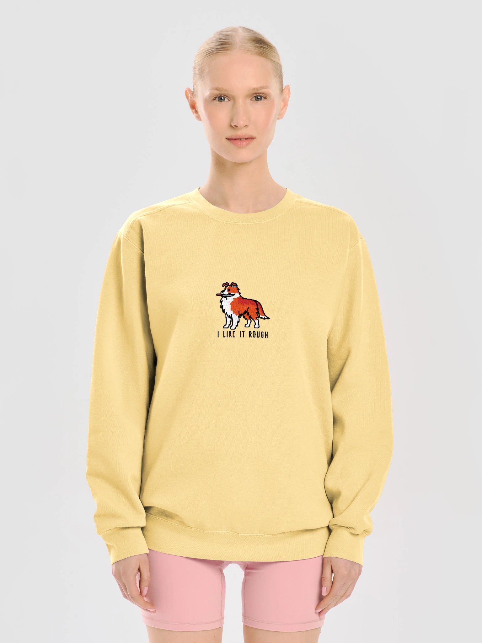 I Like It Rough Funny Chibi-Style Embroidered Premium Sweatshirt for Rough Collie(Red) Owners product image (45)