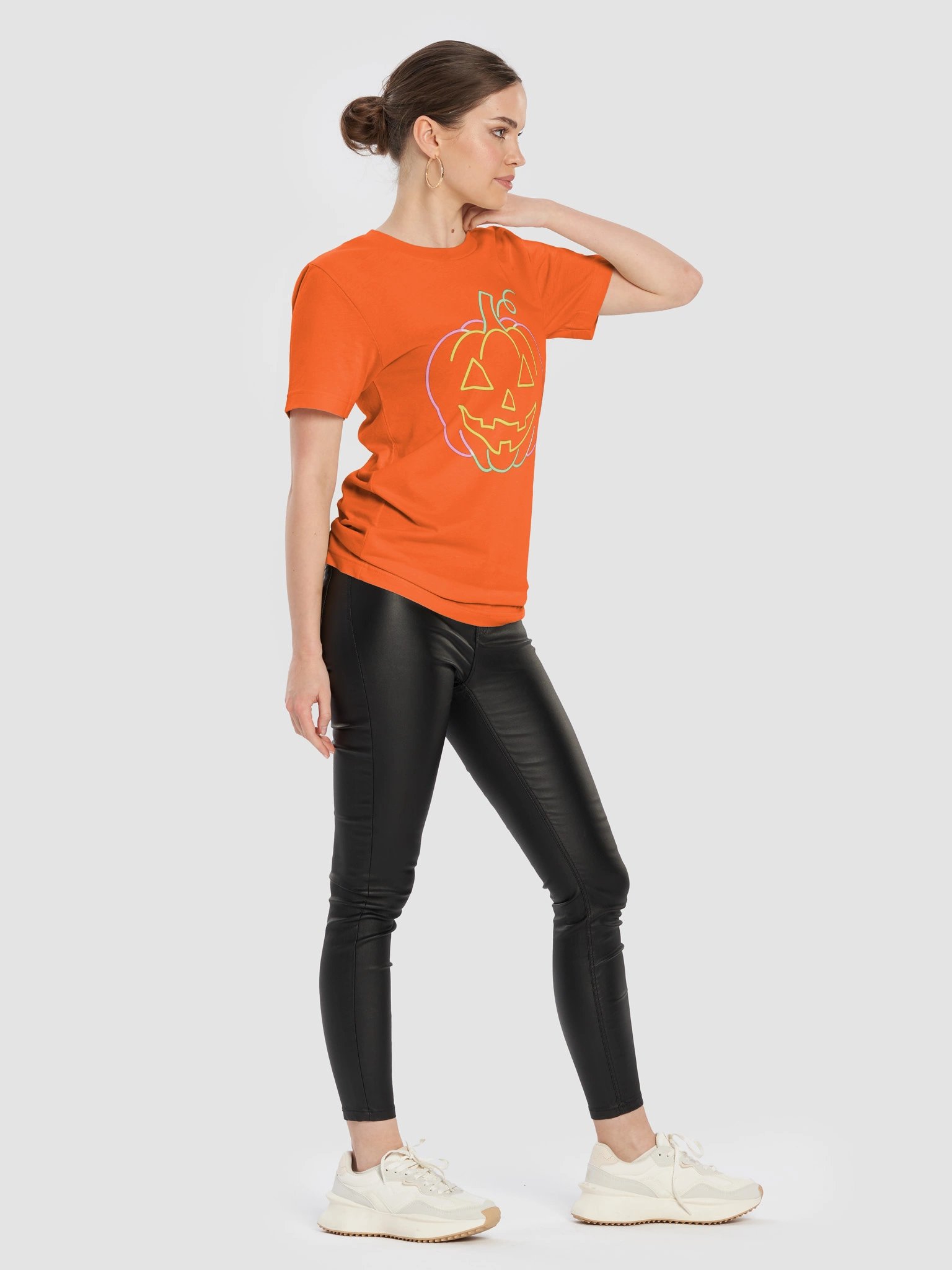 Pastel Pumpkin Halloween T-Shirt – Outline Jack-O’-Lantern product image (5)
