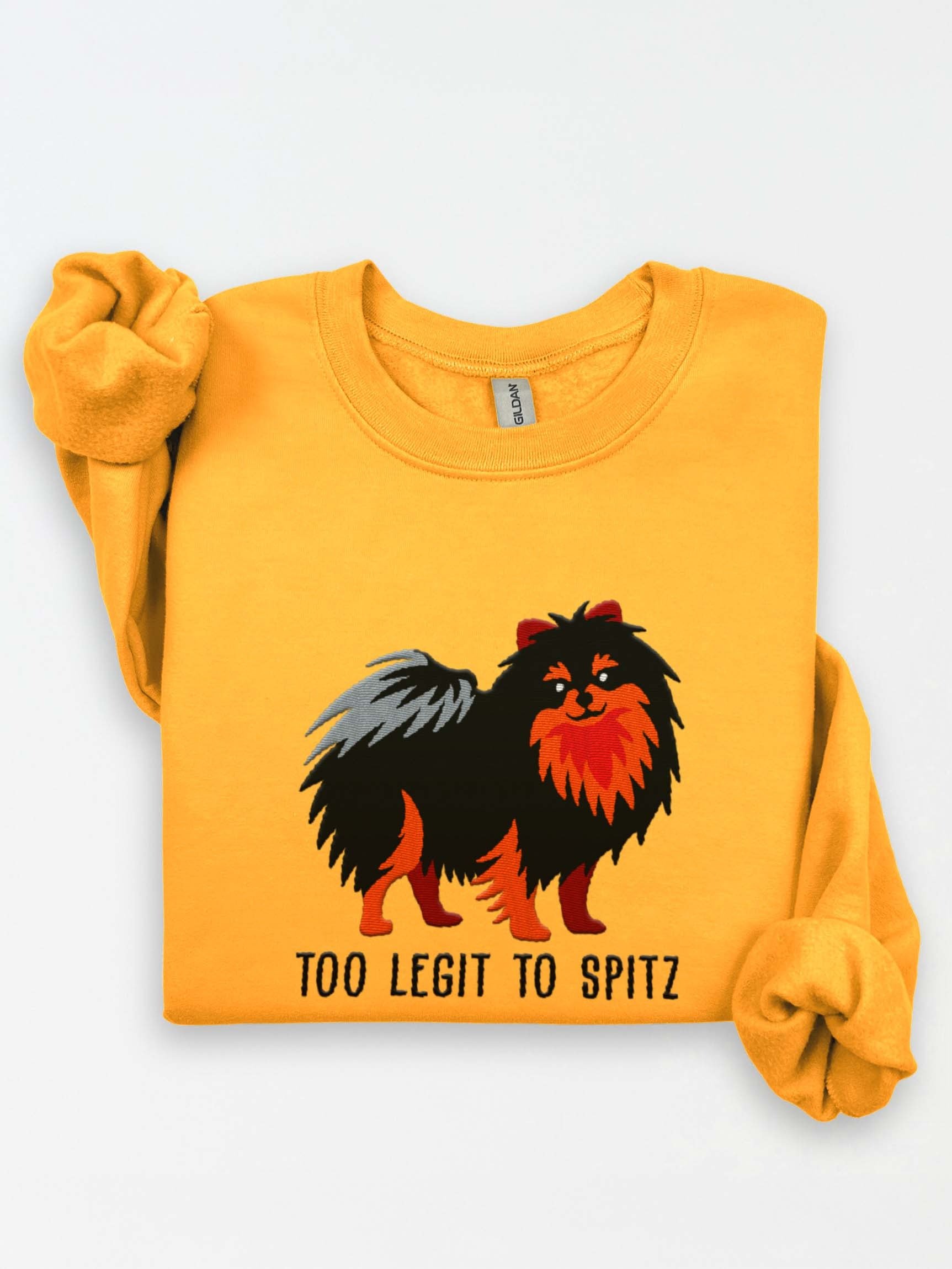 Too Legit to Spitz Sweatshirt (Embroidered) of a Pomeranian(Black & Tan) product image (1)