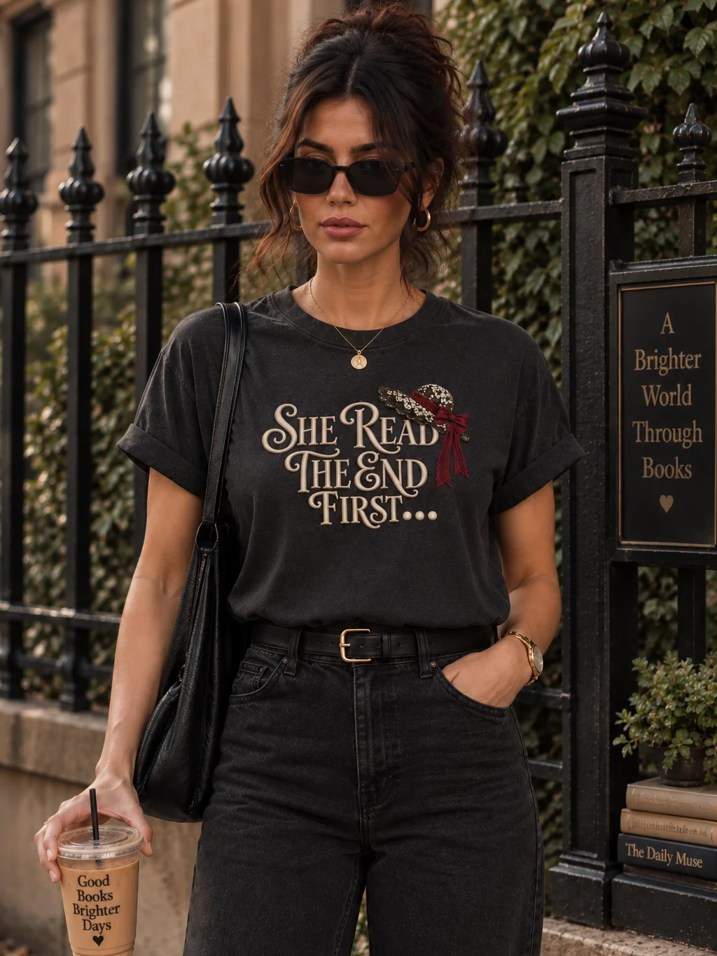 She Read the End First Book Lover Shirt | Coquette Bookish Comfort Colors 1717 Tee product image (3)