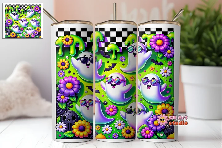 Cute Ghost Halloween Tumbler Wrap PNG product image (1)