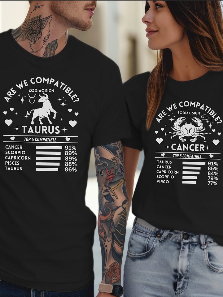 Taurus Zodiac Sign Romantic Compatibility T-Shirt - Dark Comfort Colors 1717 product image (2)