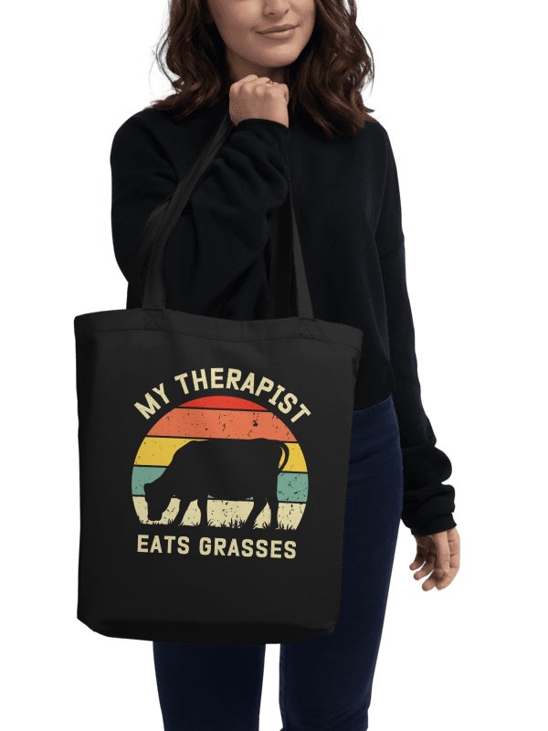 "My therapist grasses-cow" black bag (medium size) product image (2)