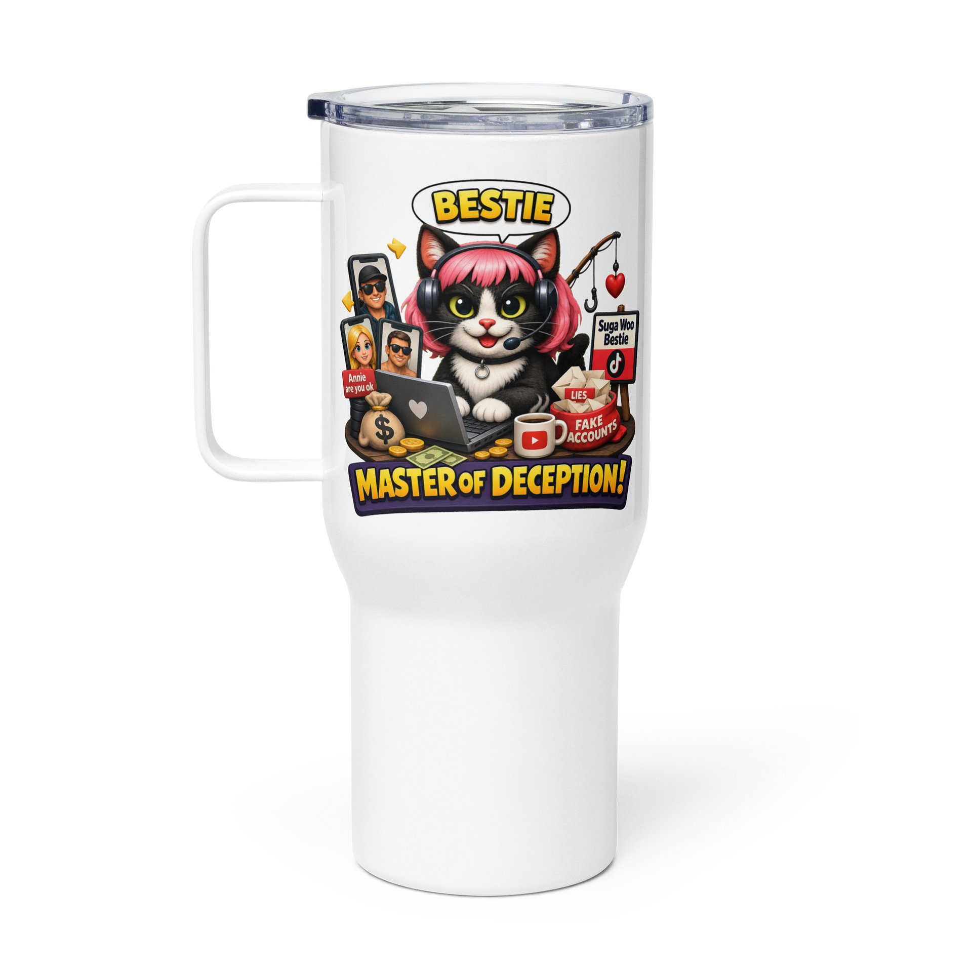 ''Master of Deception'' Travel Mug with a Handle product image (1)