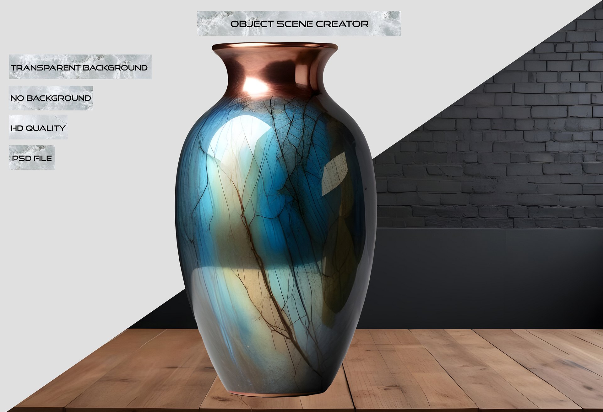 Stellar Luxe – Labradorite & Copper Vase PNG product image (2)
