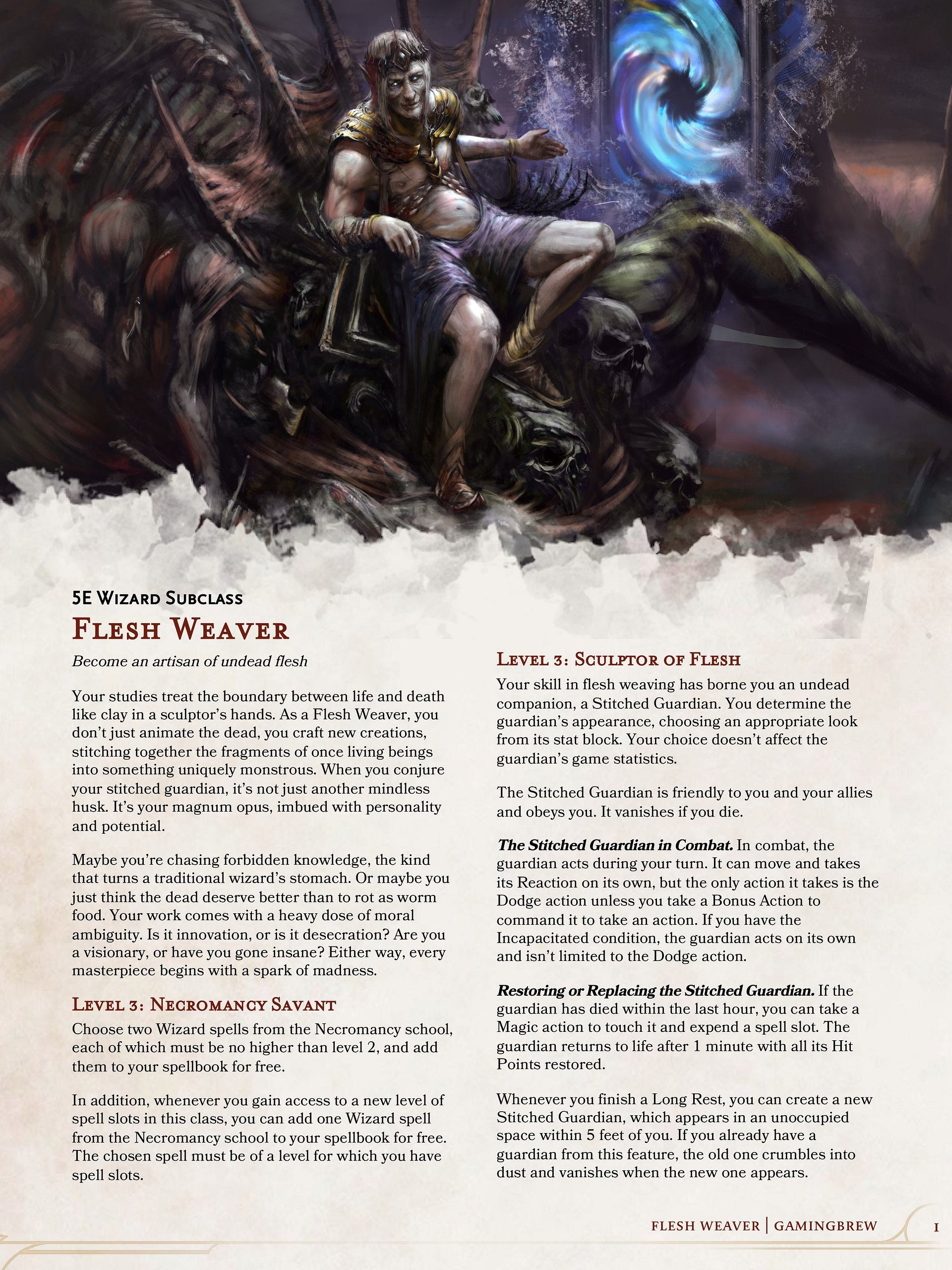 Flesh Weaver | 5.5E Wizard Subclass product image (2)