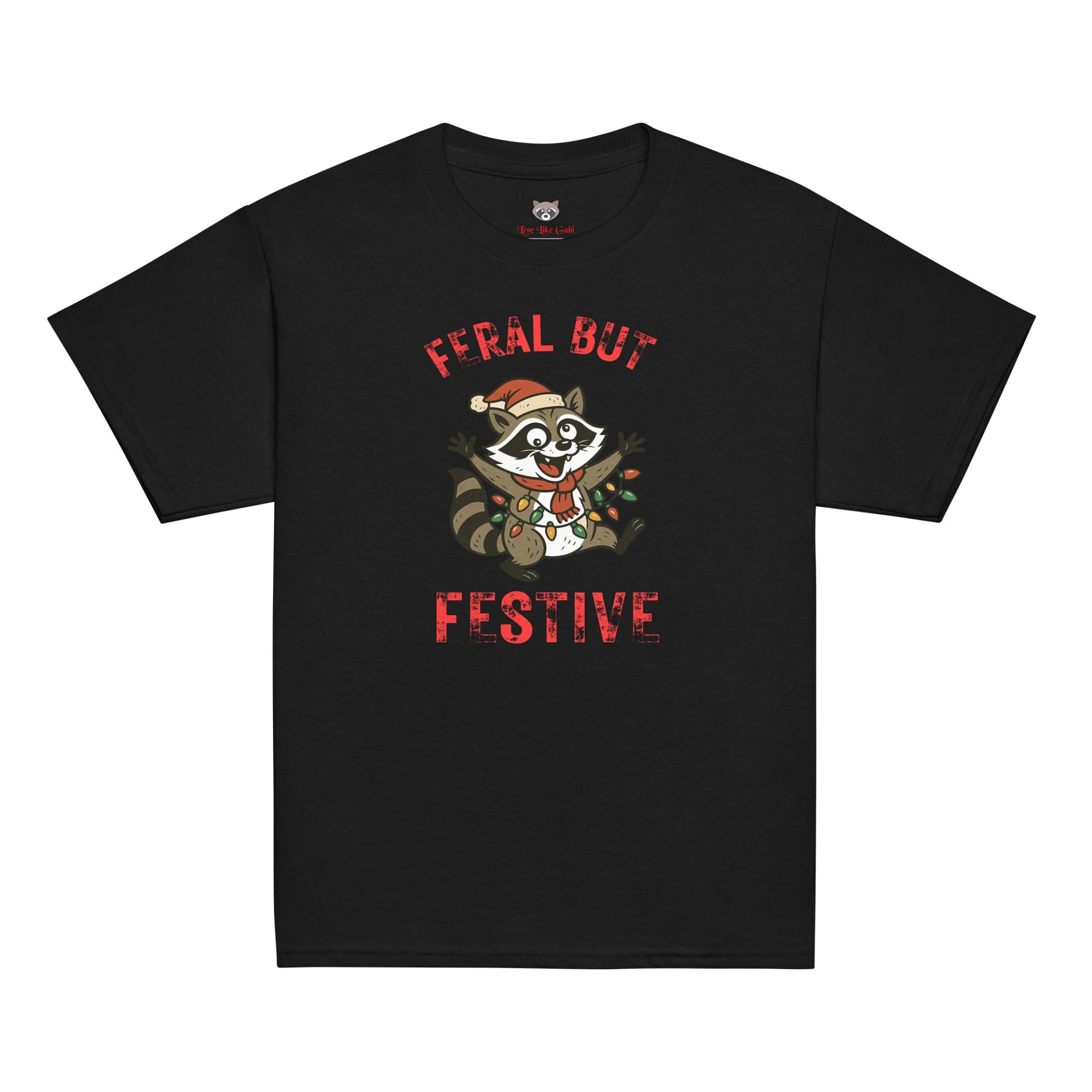 Feral But Festive Raccoon Youth Tee product image (2)