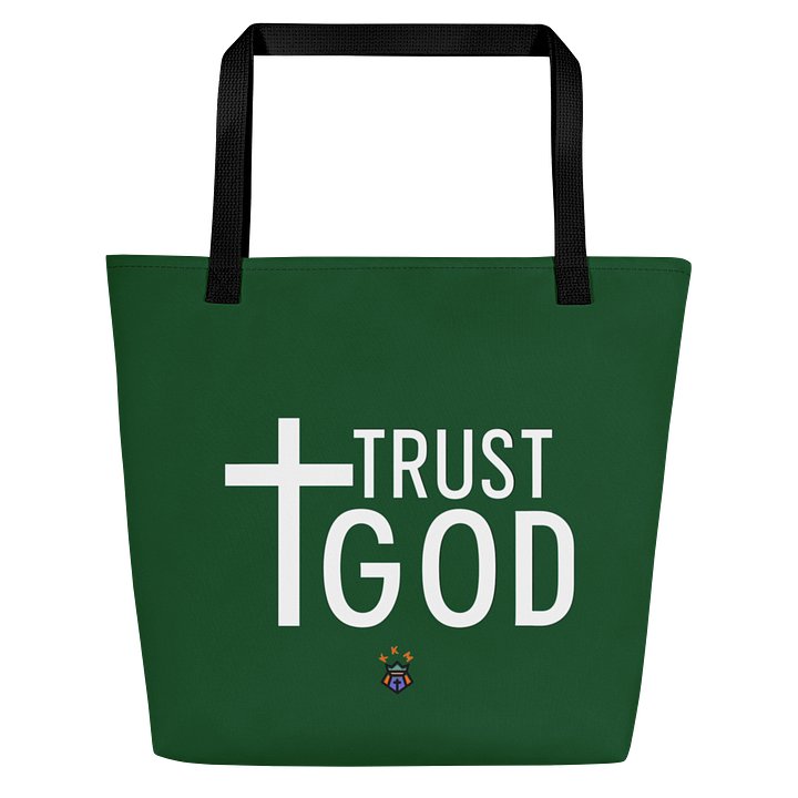 Trust God Tote Bag with Pocket - Green product image (1)