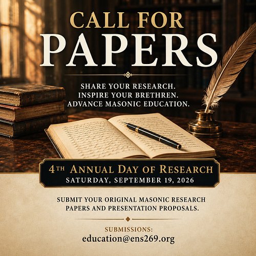 📜 CALL FOR PAPERS 📜

Do you have a Masonic topic you’re passionate about?

Eureka-North Shore is now accepting submissions fo...