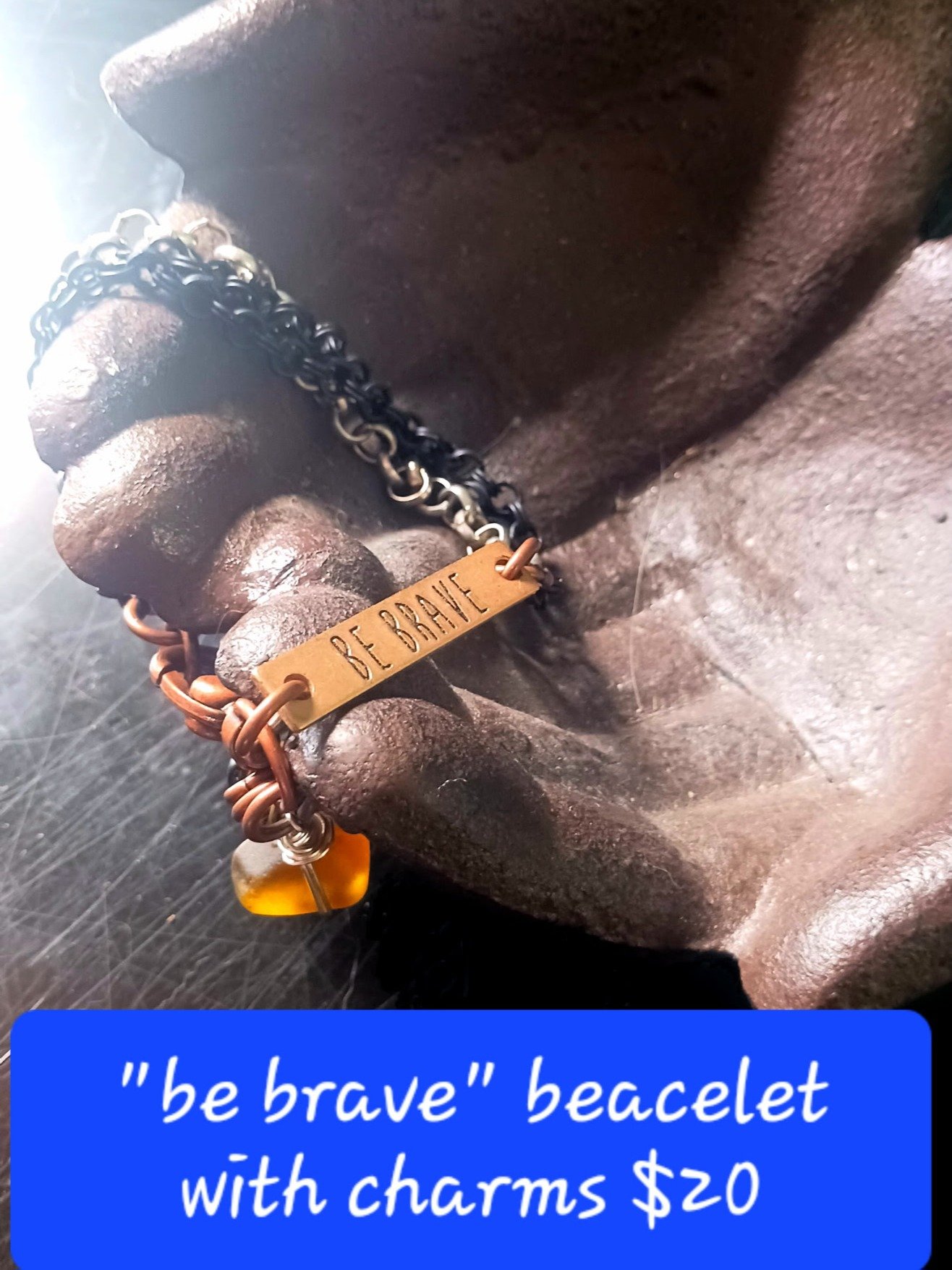 Be Brave Handmade Boho Charm Bracelet Inspirational Jewelry product image (1)