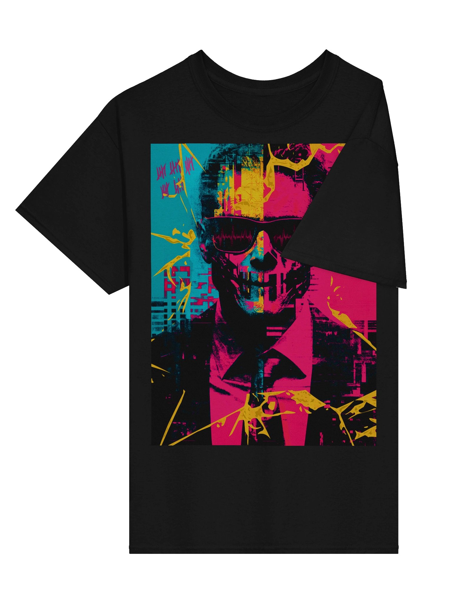 Cyber-Glitch Noir Graphic T-Shirt product image (3)