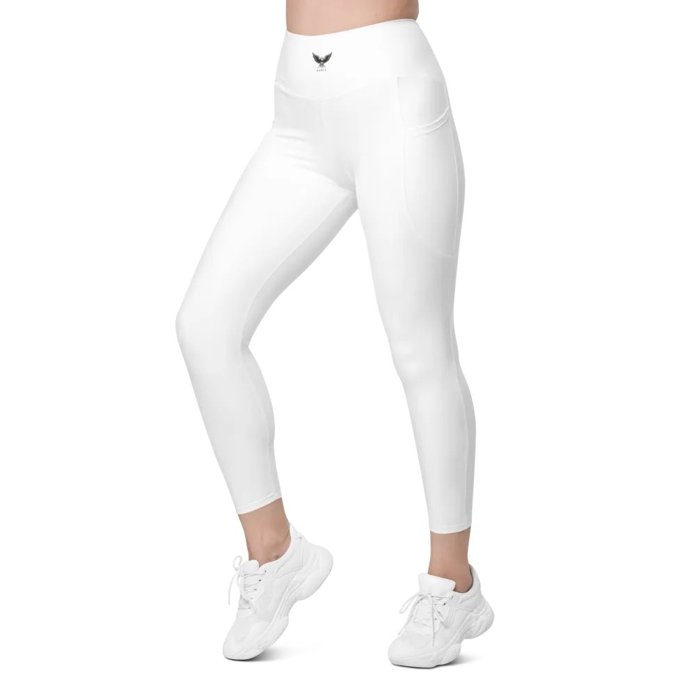 Eagle High-Waisted Leggings with Pockets - White product image (4)