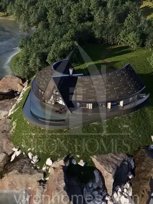 The 180 A Frame, unique family house great as a personal or commercial home ! infinity pool, 3 bedrooms and luxury interiors. #vironhomes #aframe #housedesign #floorplans #blueprints 