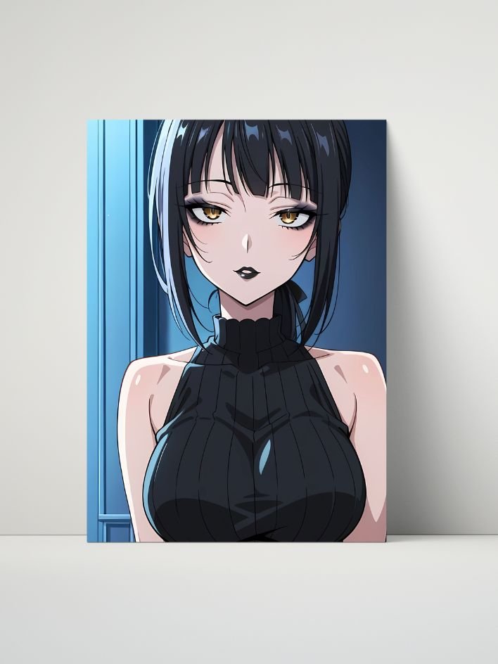 Metal Print - Luna Rain Original Character Black Halter Dress - 8x10 product image (1)