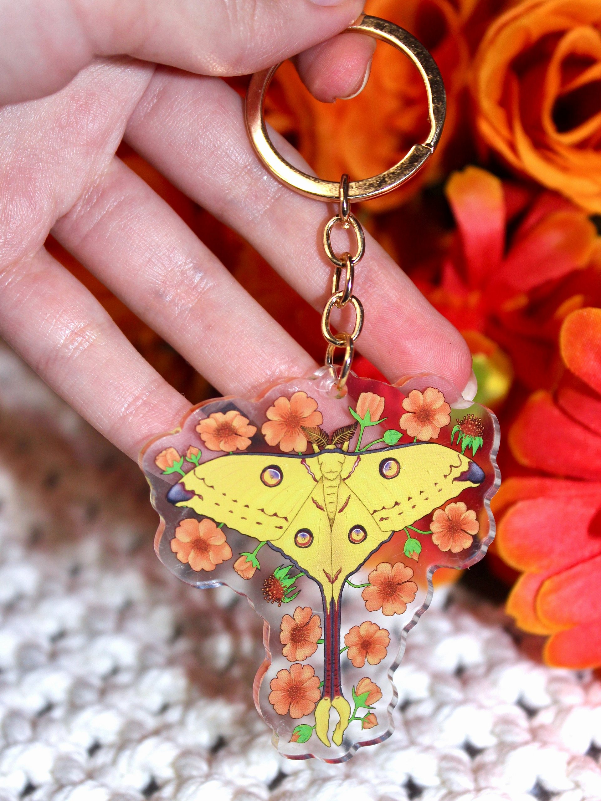 Floral Comet Moth Acrylic Keychain product image (4)