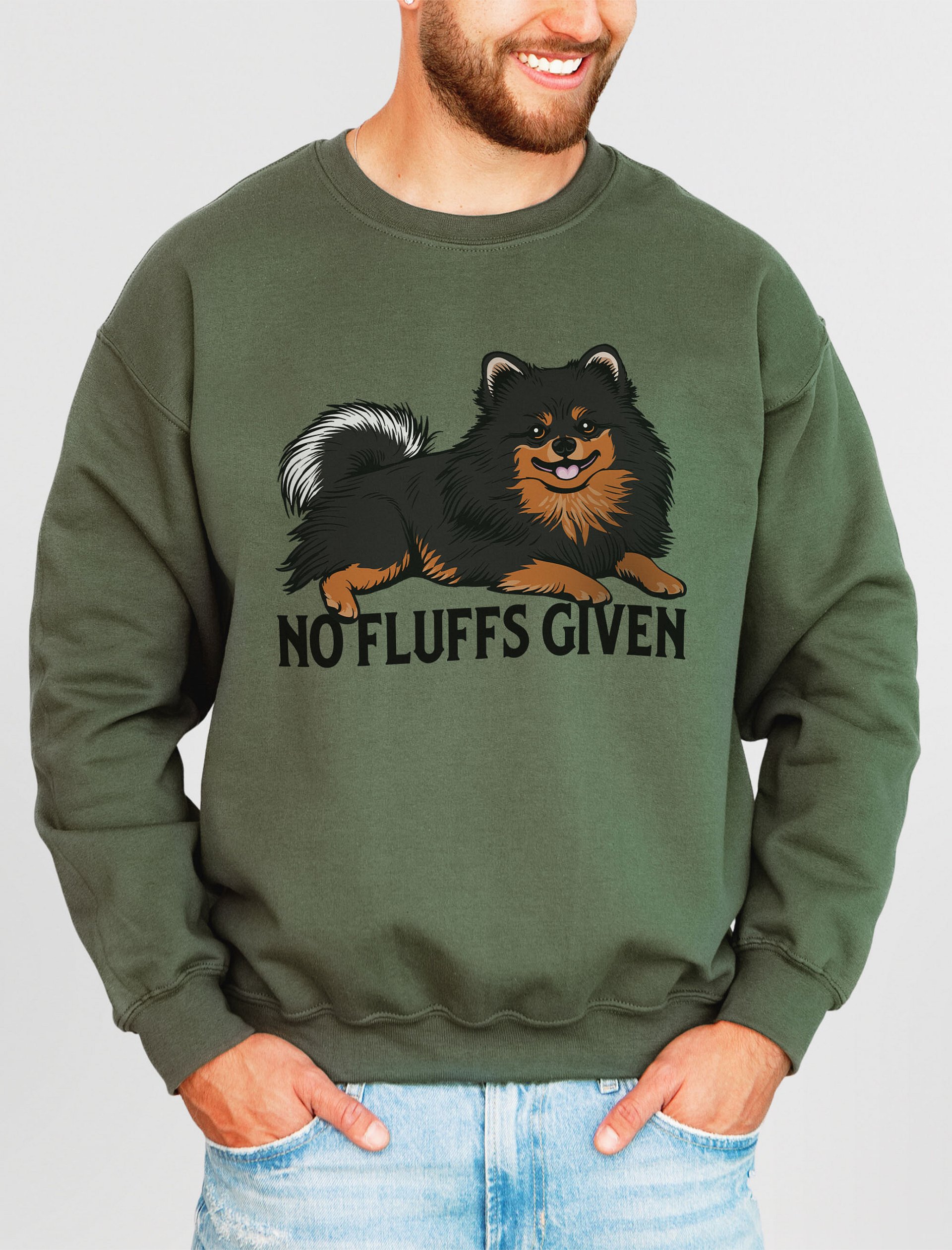No Fluffs Given Sweatshirt of a Pomeranian(Tricolor) | Funny Shirt for Pomeranian Paw-rents product image (2)