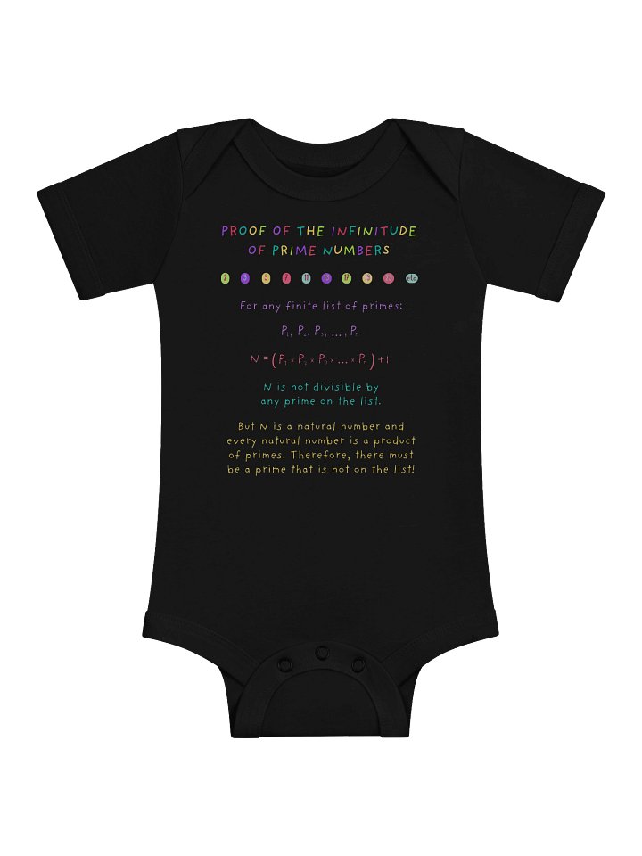Infinite Primes Proof - Math Baby Onesie in Black product image (1)