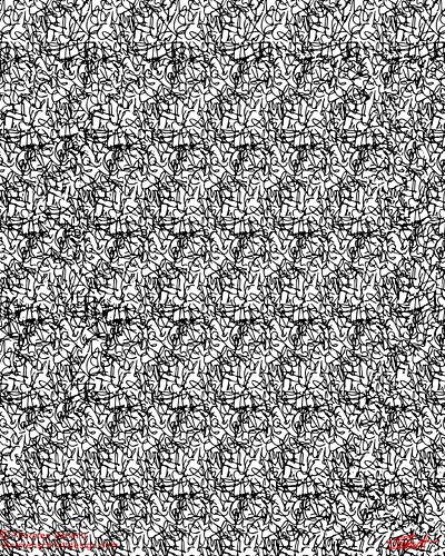 What comes to your mind, when you look at this image? It's a stereogram. Can you see it?