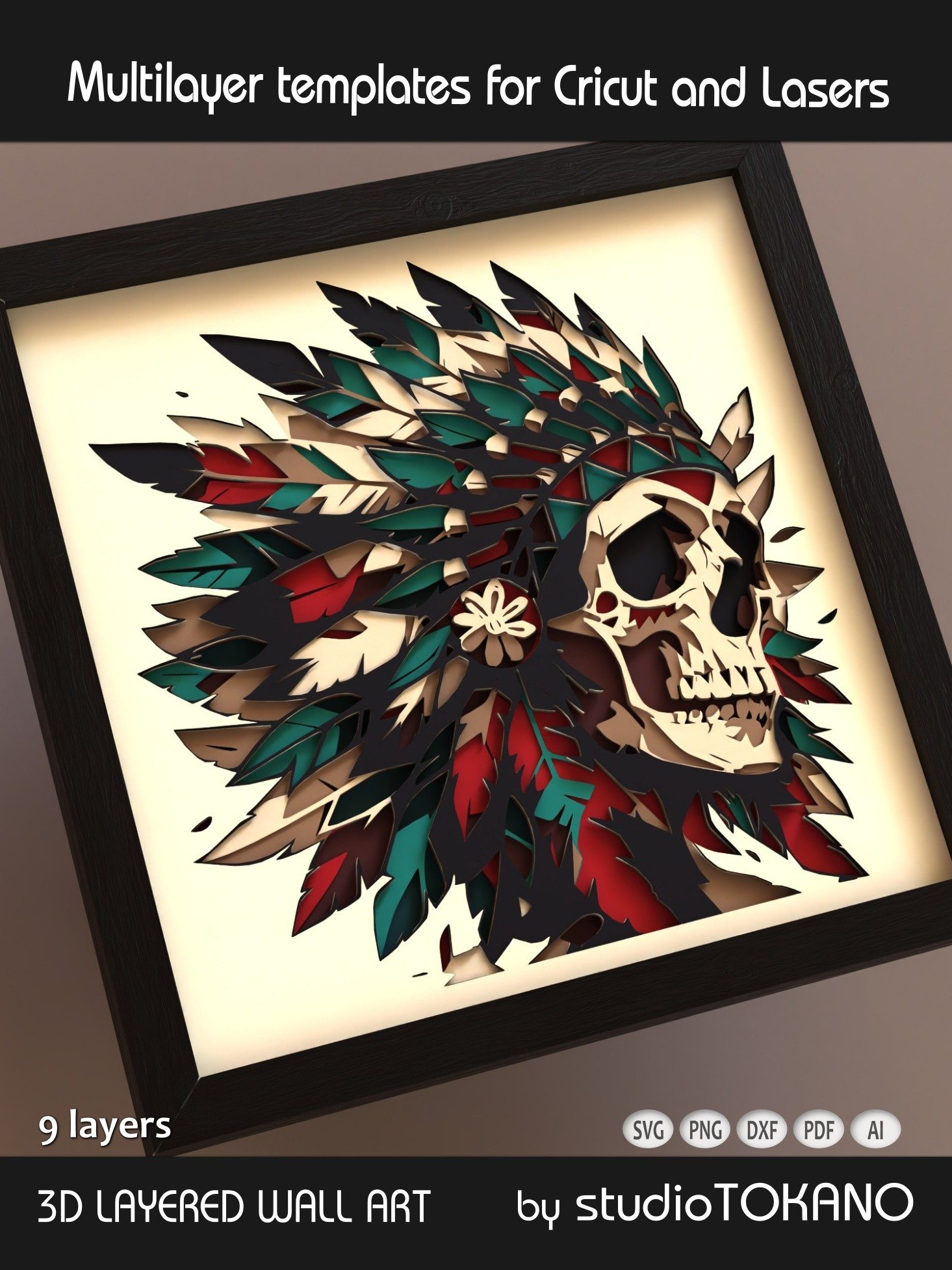 Headdress Skull Multi layered Shadowbox product image (3)