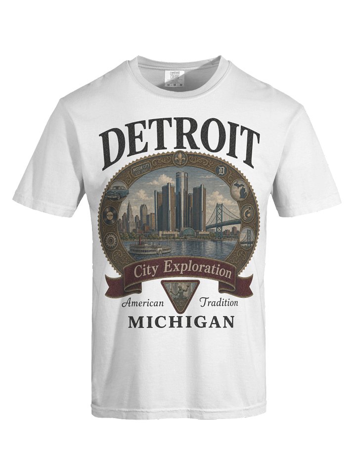 Vintage Detroit Shirt, Michigan Graphic Tee, Comfort Colors 1717 Motor City Travel Souvenir T-Shirt product image (2)