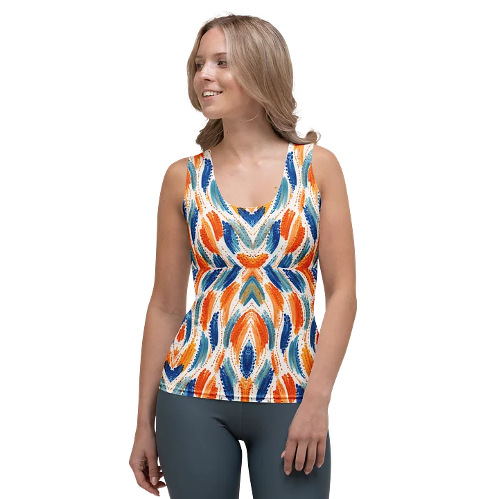 Ocean Vibe: Tribal Ikat Fusion in Blau & Orange Empower All-Over Women's Tank Top product image (1)