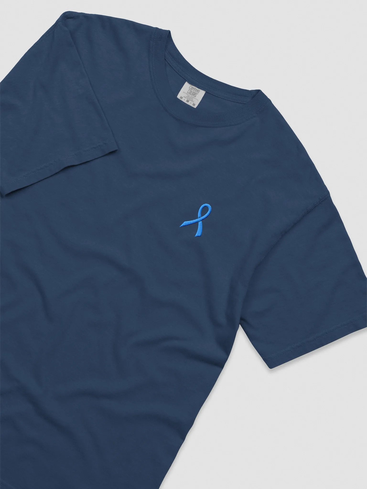 Awareness Blue Ribbon Loop T-Shirt - Embroidered product image (7)