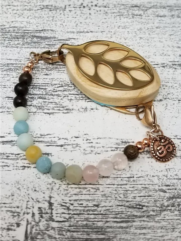 Sacred Balance Bracelet | Amazonite & Rose Quartz | Handmade Accessory for Bellabeat Leaf Urban & Ivy product image (2)