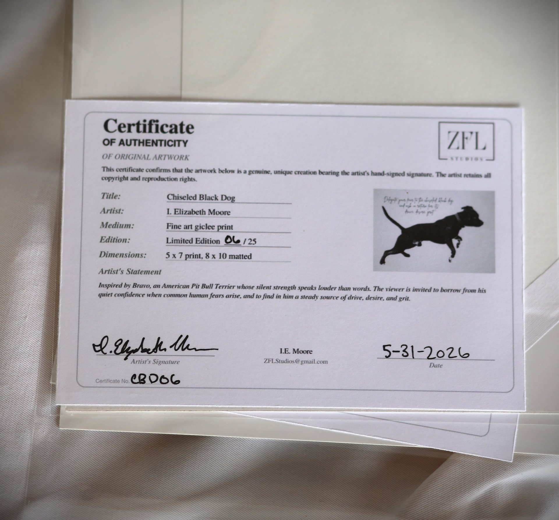 Chiseled Black Dog Fine Art Print: American Pit Bull Terrier Giclée, Signed Limited Edition product image (3)