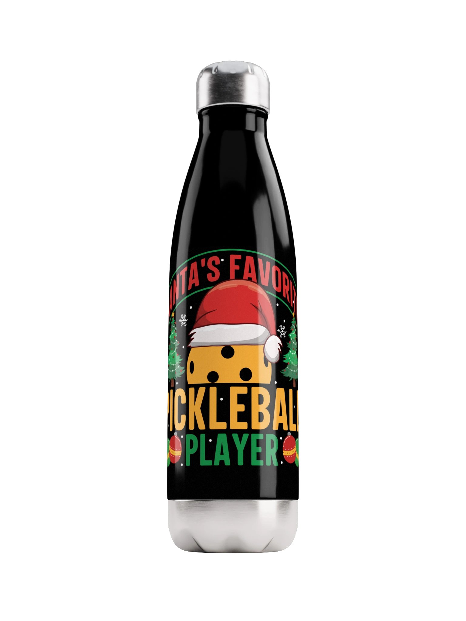 Santa's Favorite Pickleball Player Christmas Water Bottle product image (1)