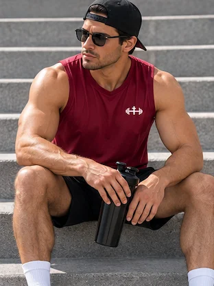 His House Performance V-Neck Muscle Tank - Red by His House