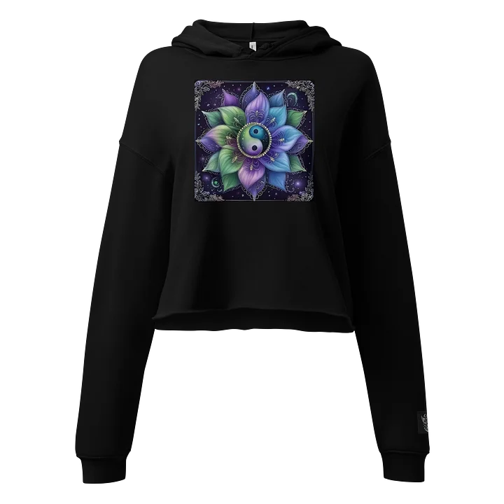 Yin-Yang Lotus Harmony Crop Hoodie product image (1)
