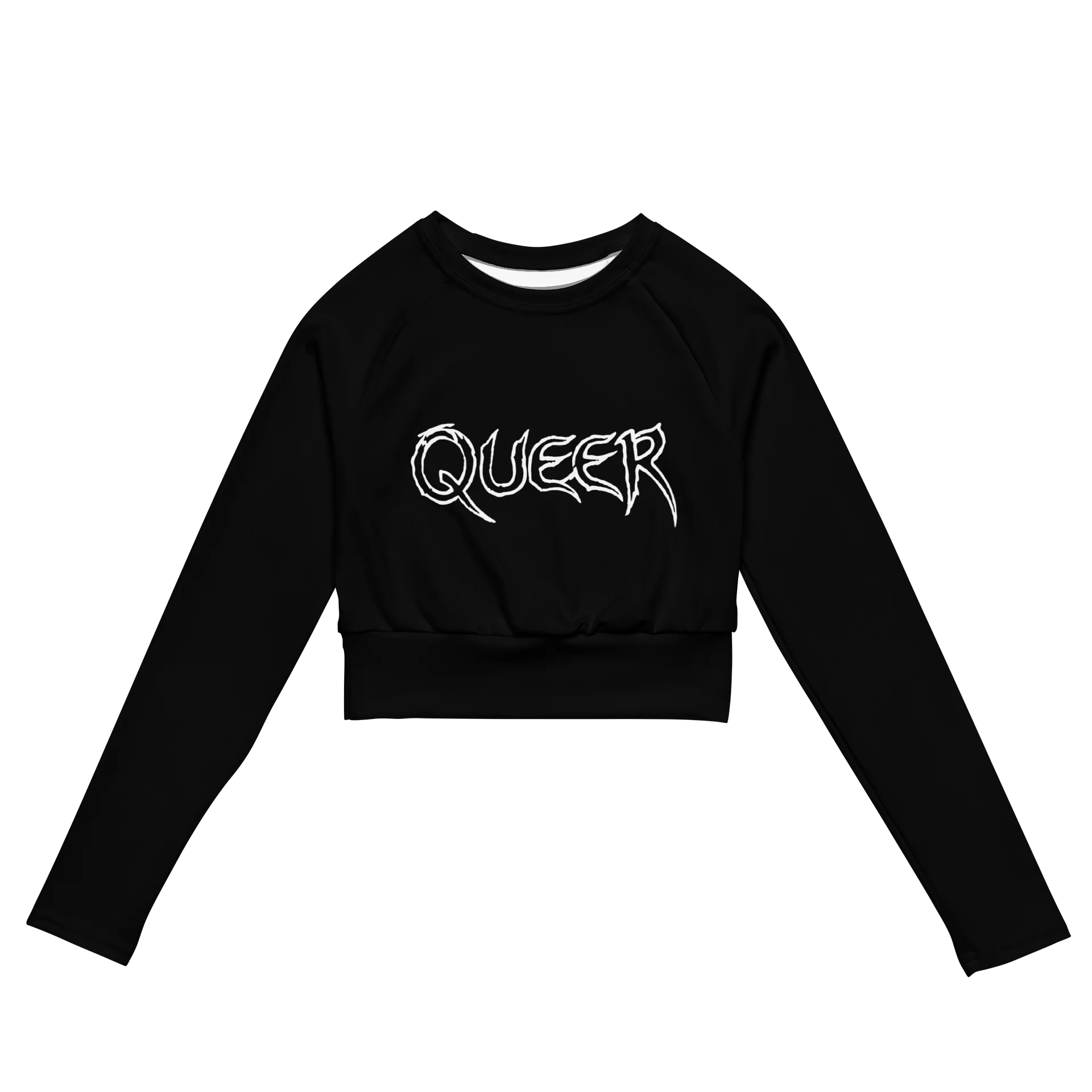 Black Ribbed "Queer" Graphic Crop product image (4)