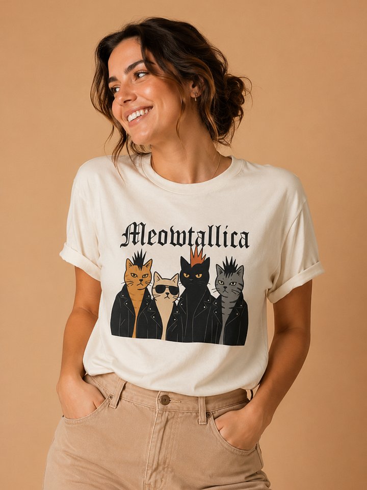 Meowtallica Cat Band T-Shirt | Funny Rock Cat Graphic Tee for Cat Lovers product image (1)