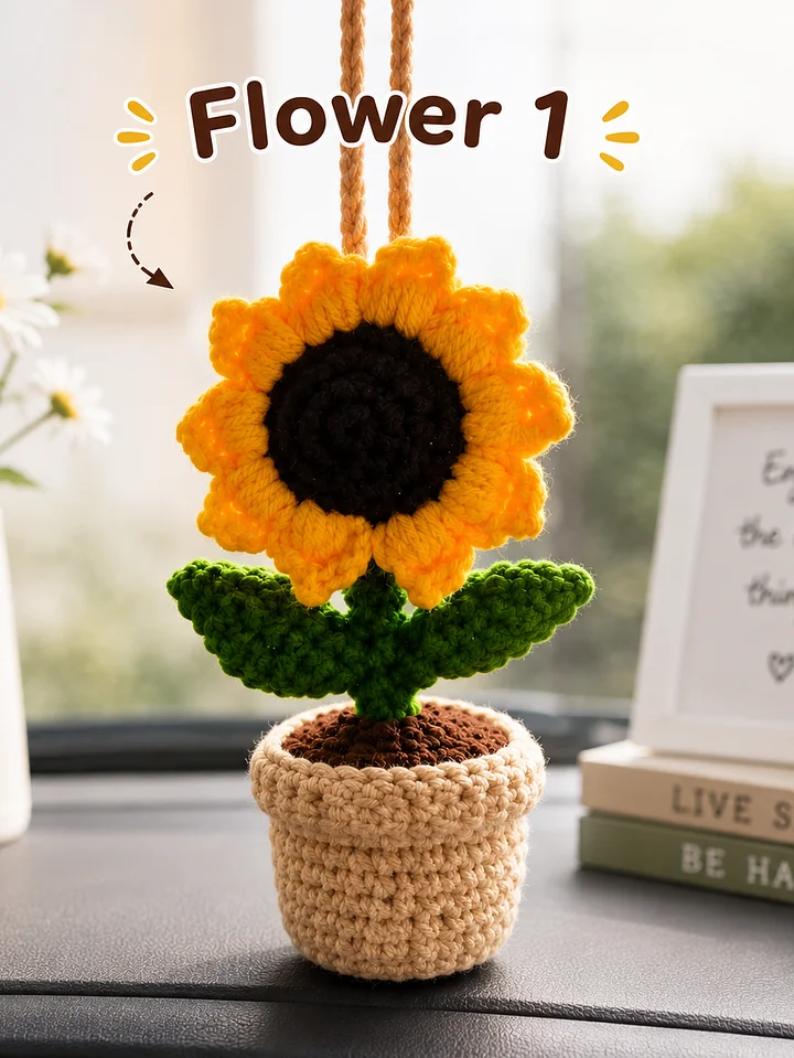 3 Crochet Car Flower Plants Pattern product image (2)