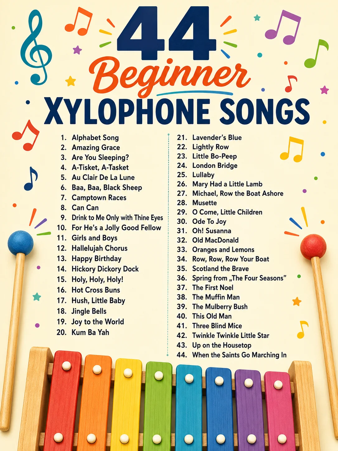 Easy Songs for Xylophone, Glockenspiel & Resonator Blocks: Simple Sheet Music for Kids and Beginners product image (3)