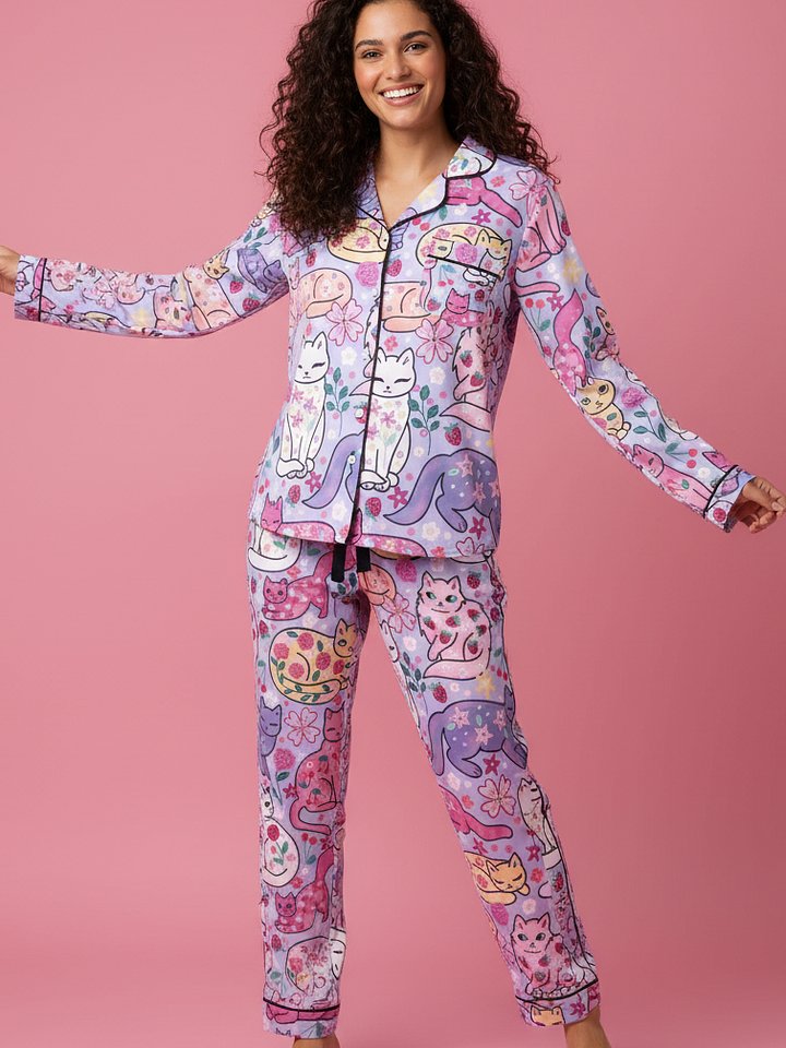 Whimsical Cat Garden Pajama Pants product image (1)