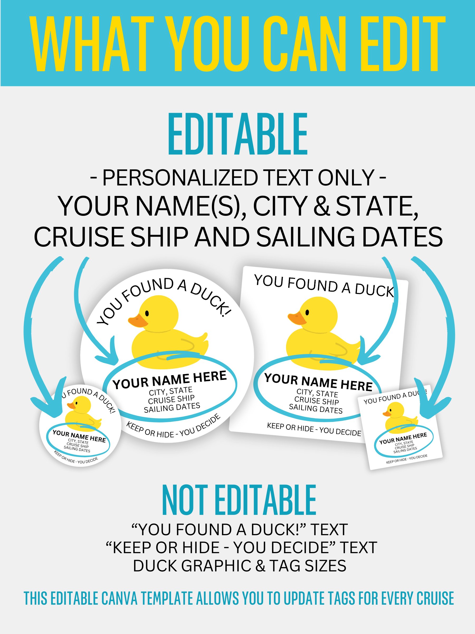 Editable Cruise Duck Tags - Circles & Squares product image (3)