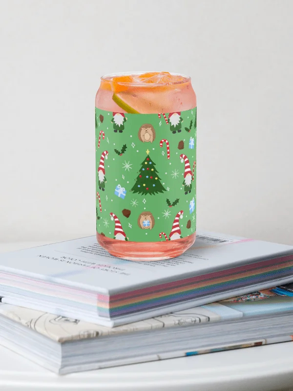 Christmas with my Gnomies Pattern in Green Glass Tumbler product image (1)