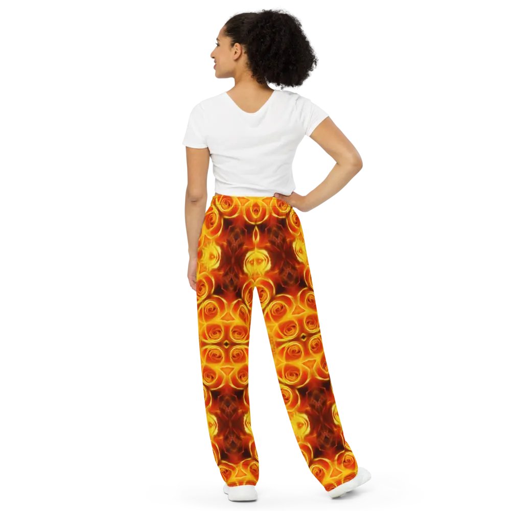 Orange Flower Petal Kaleidoscope Wideleg Pants product image (4)