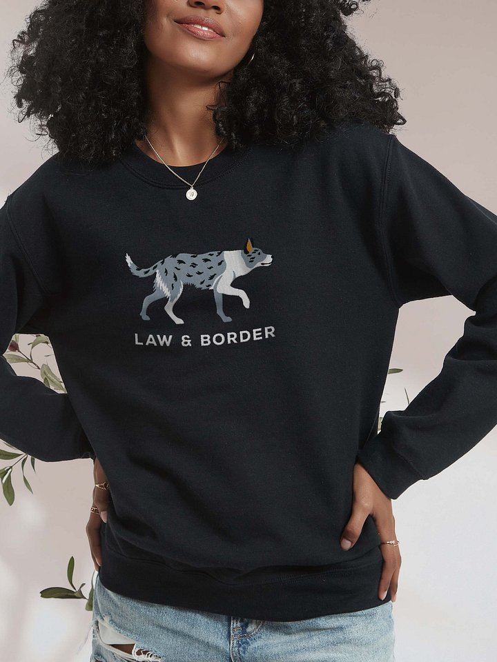Law and Border Sweatshirt (Embroidered) of a Smooth-Coated Border Collie(Blue Merle) product image (2)